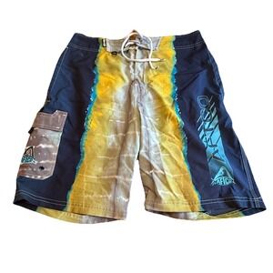 AFTCO Board Shorts Men 30 Blue Stretch Performance Tactical Fishing Active Beach